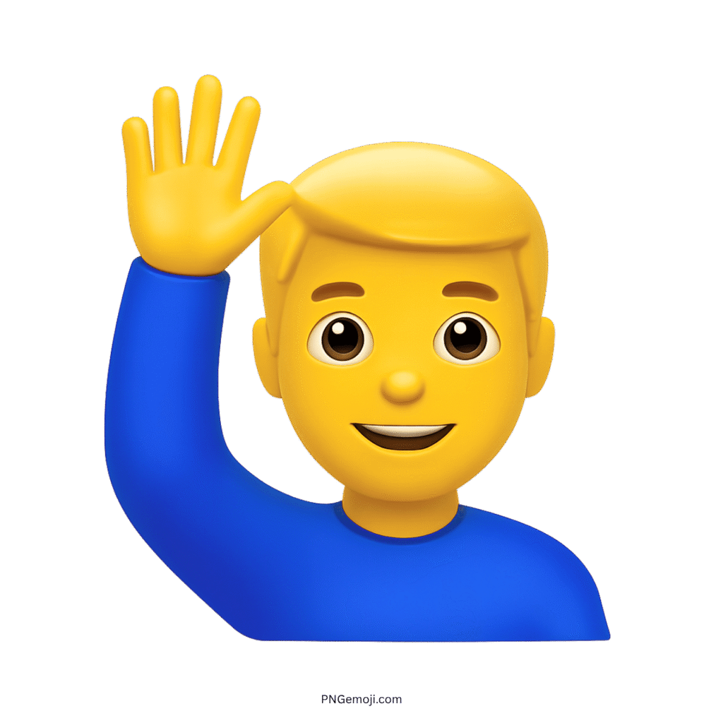  Emoji of a man raising his hand with a smile