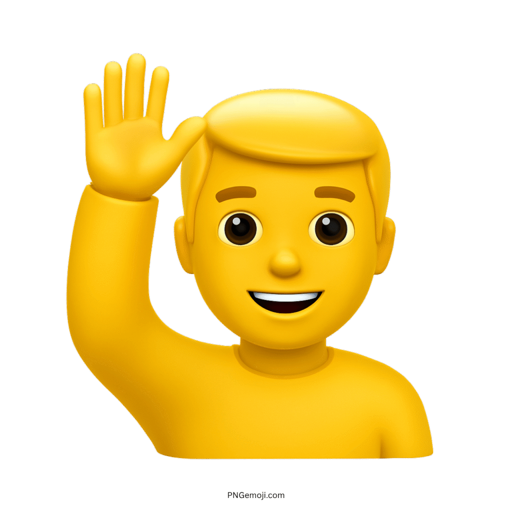  Emoji of a man raising his hand in a yellow shirt