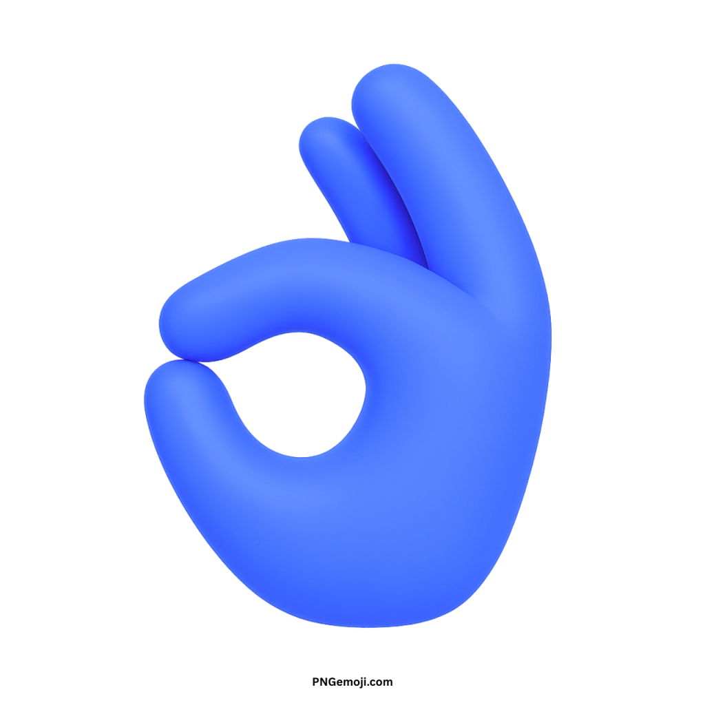 3D blue OK hand emoji symbol showing positive gesture and approval sign