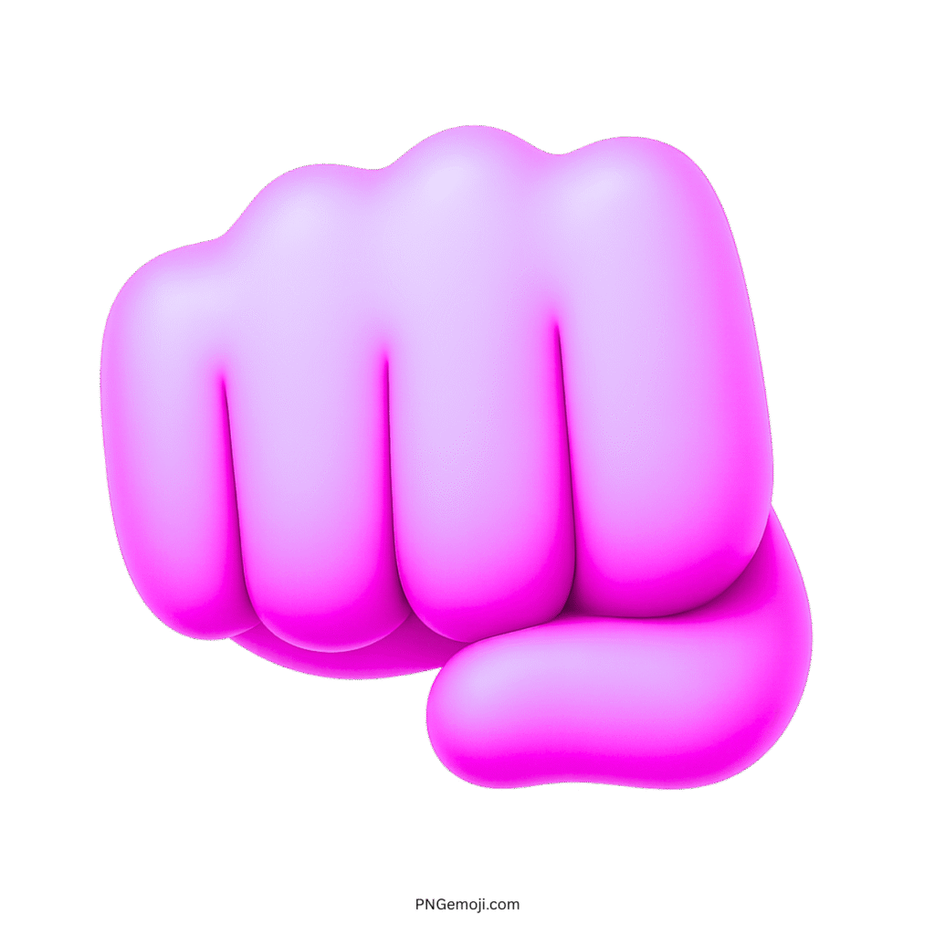 3D pink oncoming fist emoji showing strength, punch symbol, power and confidence
