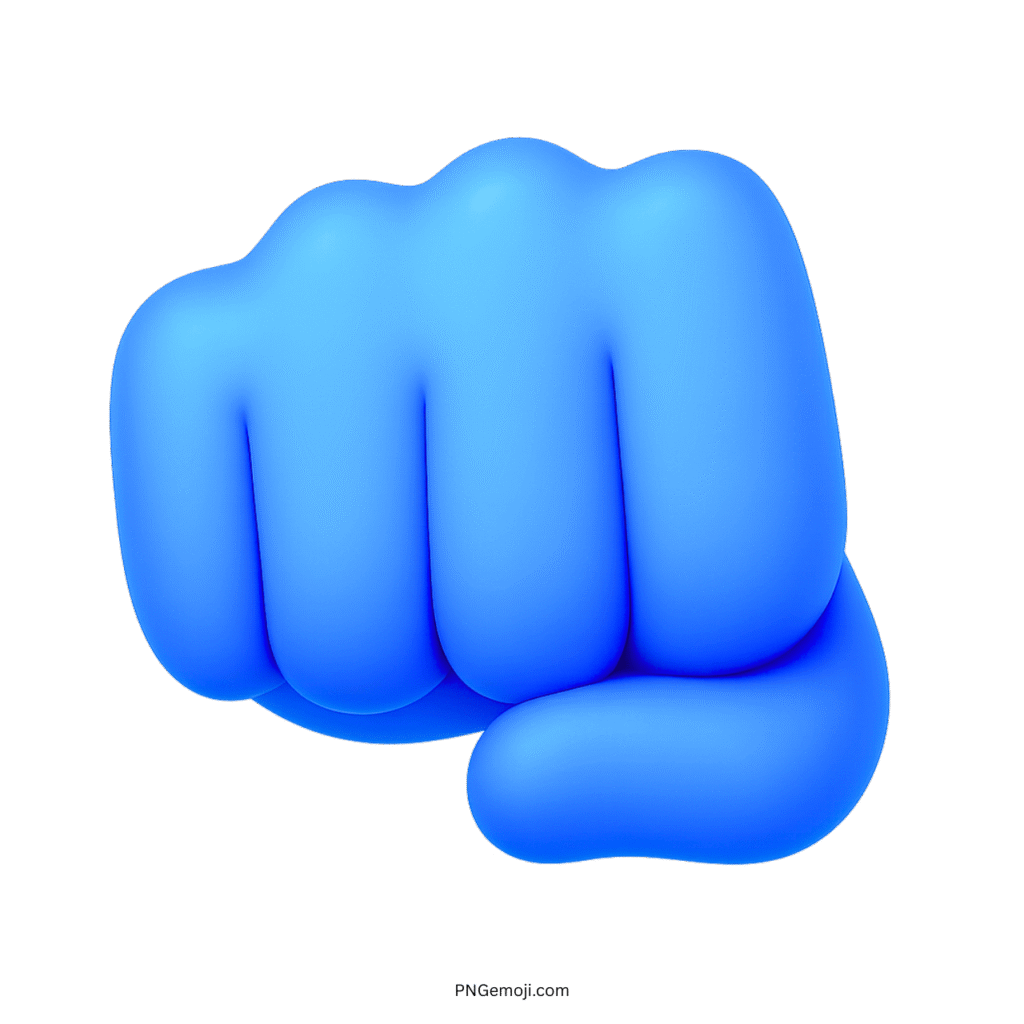Blue oncoming fist emoji symbol showing strength, power, unity and bold 3D design