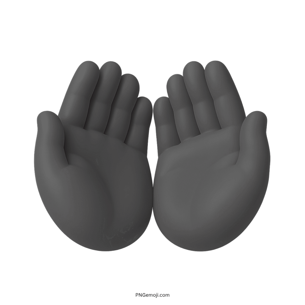 Black open cupped hands emoji resembling Wu Tang gesture 3D icon