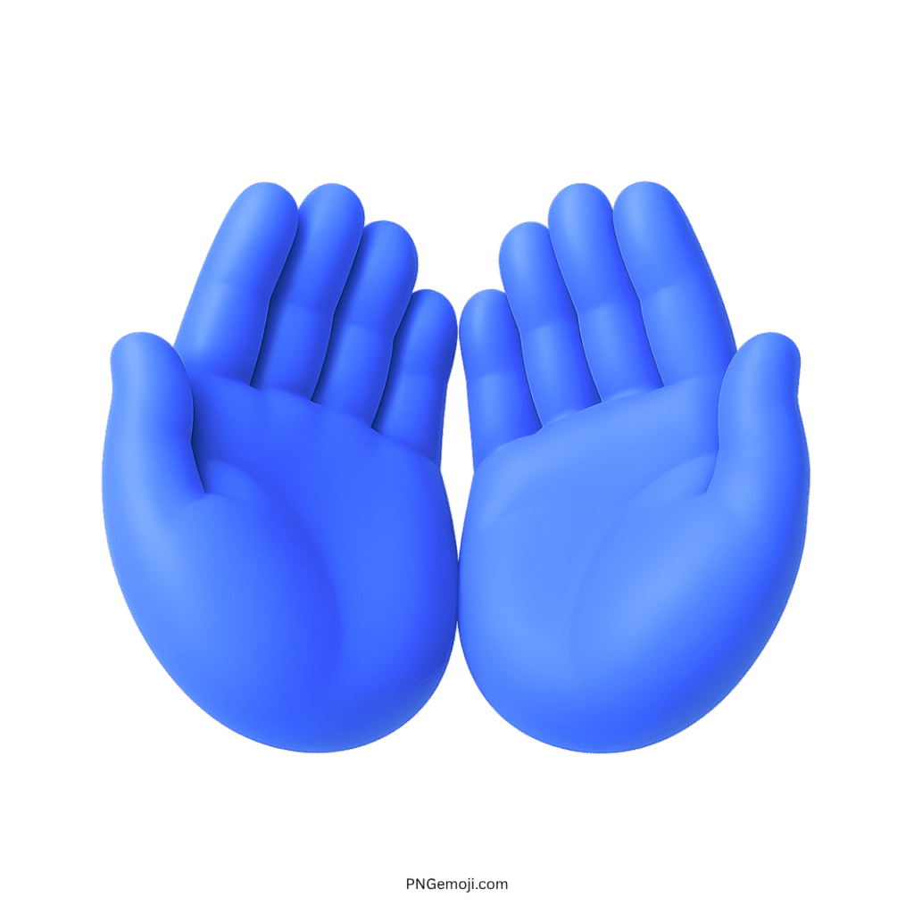 Blue open palm hands emoji resembling Wu Tang hand gesture 3D icon