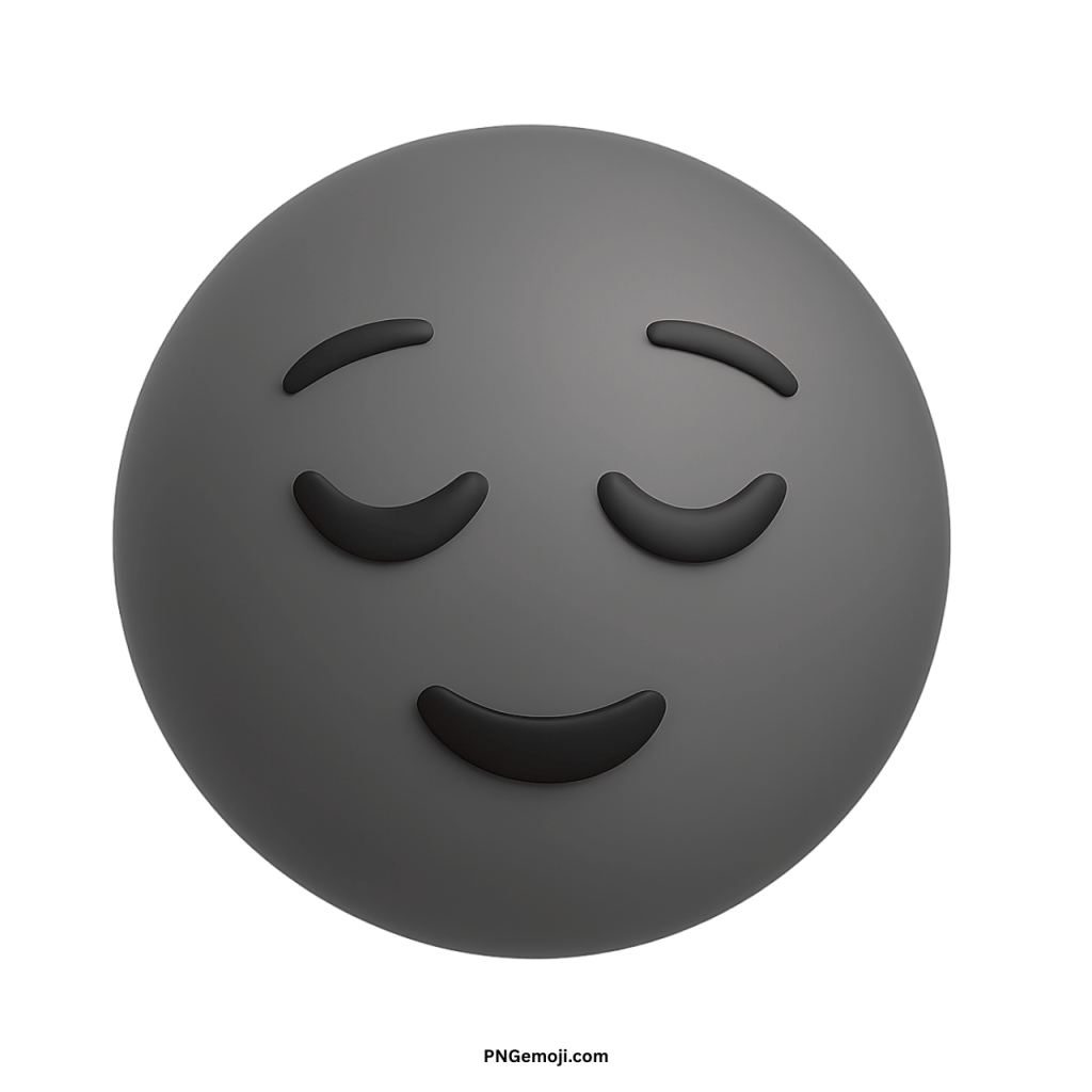 Gray pensive face emoji with closed eyes and calm expression symbolizing sadness or reflection.