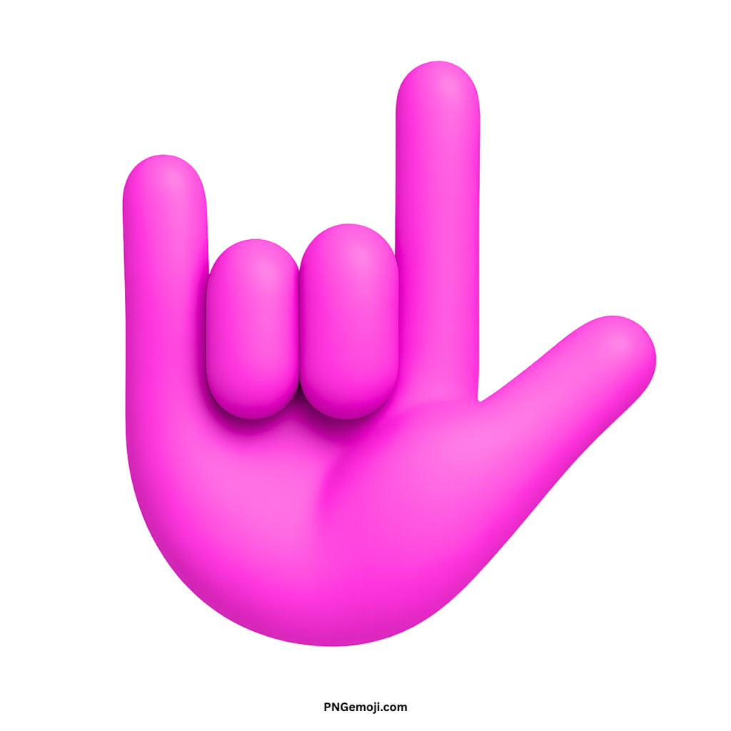 Pink love-you gesture emoji hand sign symbolizing affection, care, love, and friendship