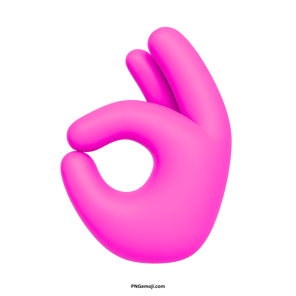 3D pink OK hand gesture emoji symbolizing positivity, approval, and cheerful communication