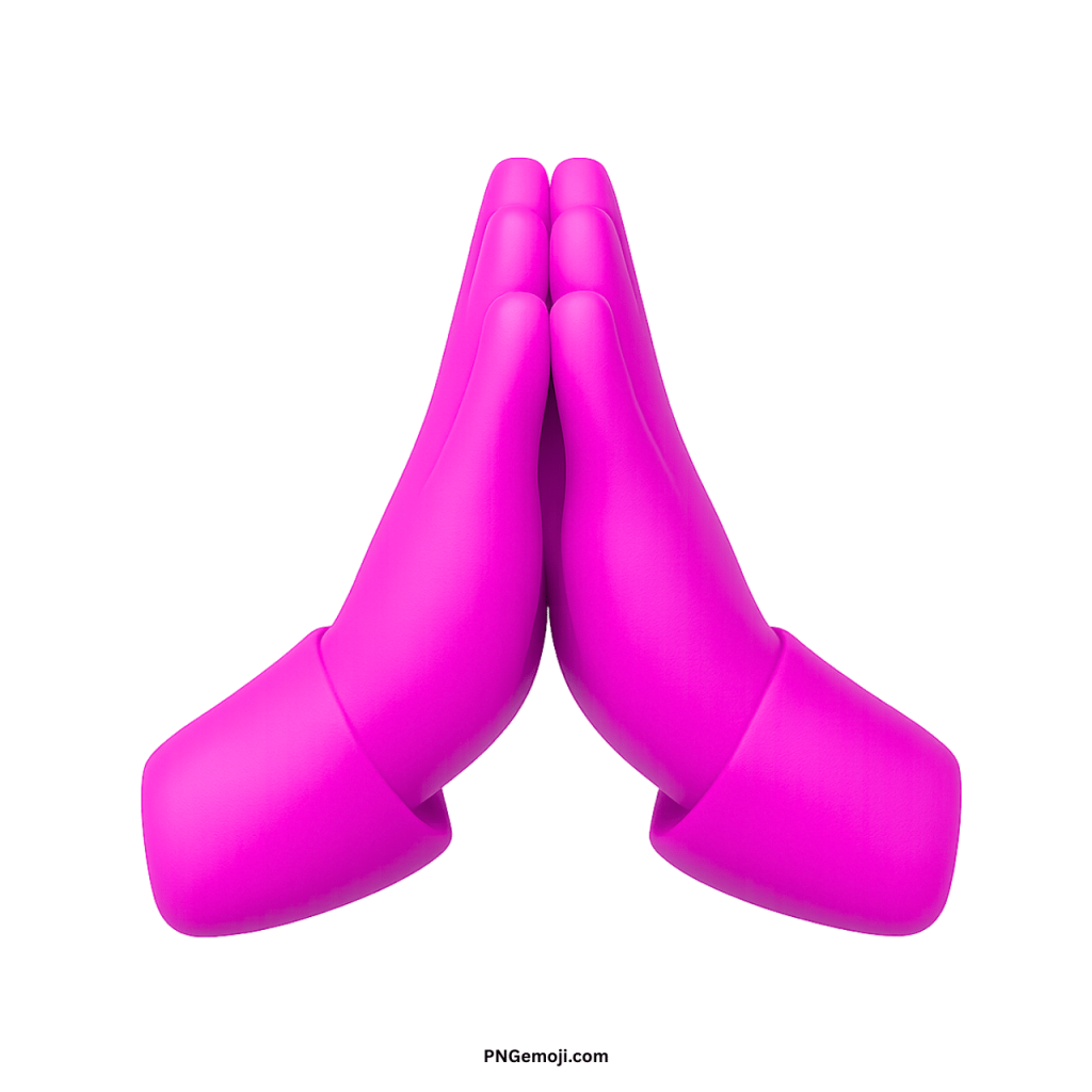 Purple namaste hand emoji symbol representing prayer, gratitude, respect, greeting, and spiritual connection