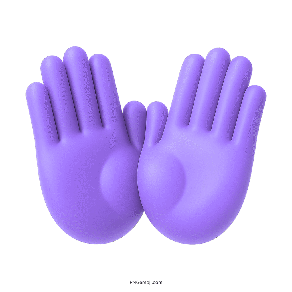 Purple open hands emoji offering welcoming helpful and uplifting positive gesture