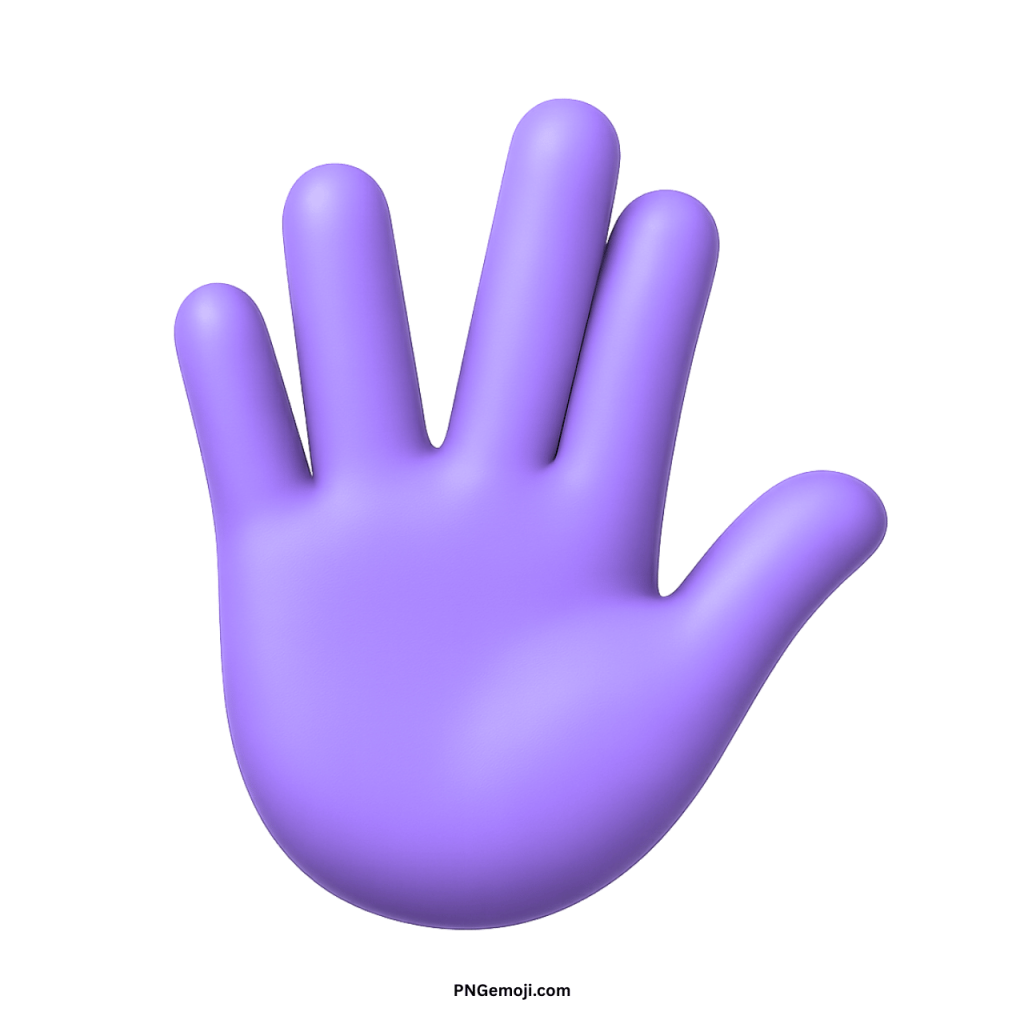Purple Vulcan salute emoji hand gesture symbol representing peace, goodwill, respect, and cultural expression