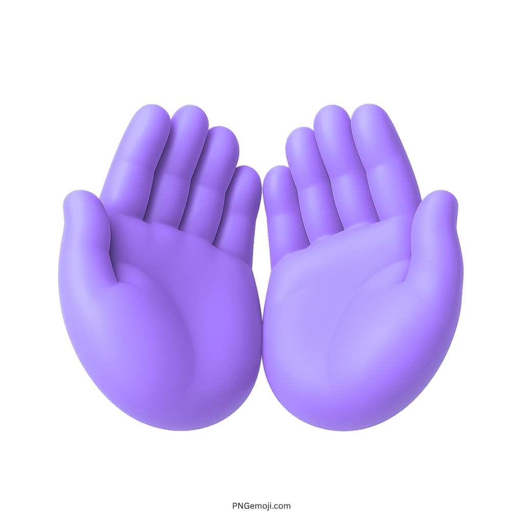 Purple open hands emoji 3D Wu Tang style cupped icon