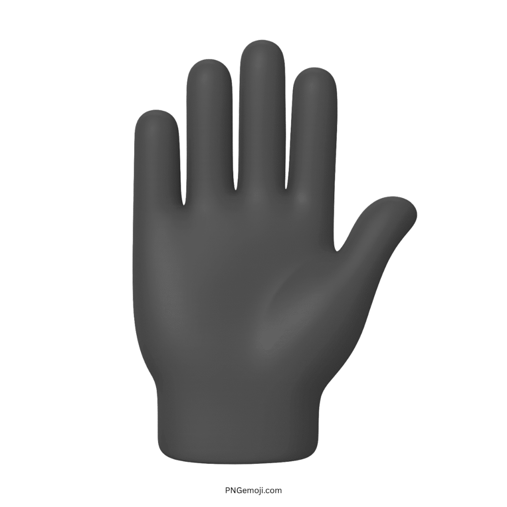 3D black raised hand emoji with fingers spread