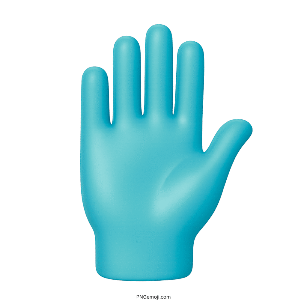Blue raised hand emoji in 3D showing open palm for stop or high-five