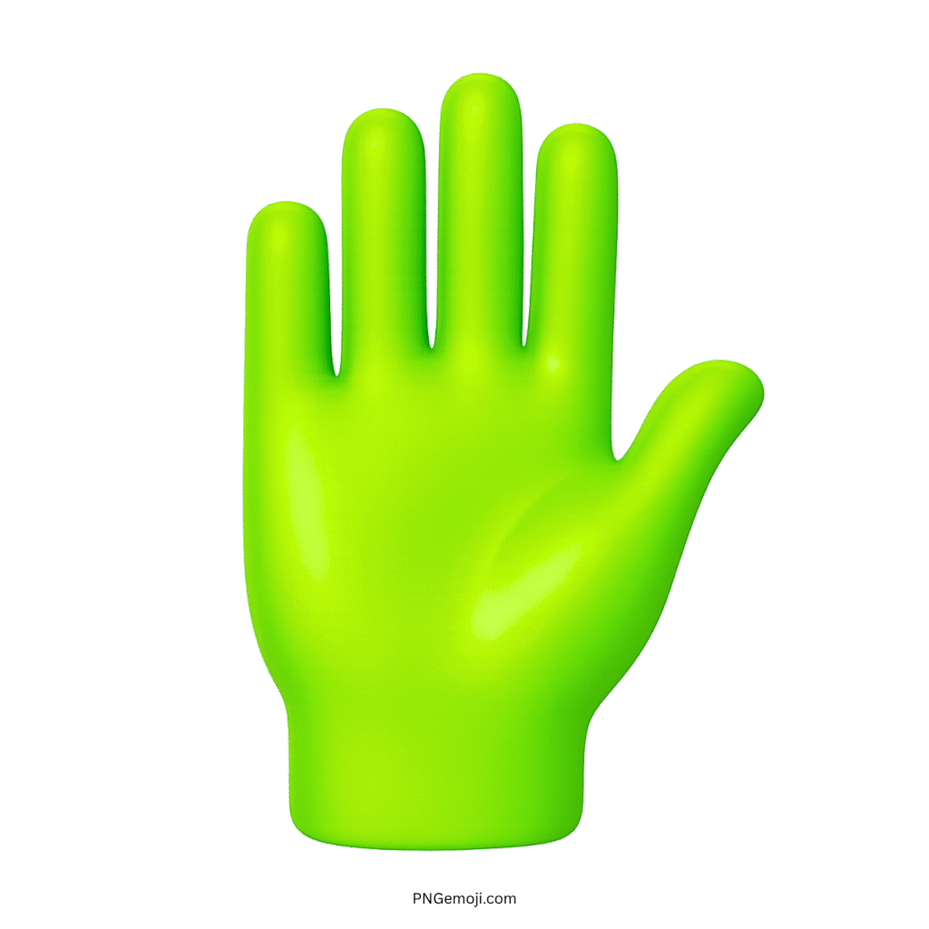 3D green raised hand emoji with fingers spread