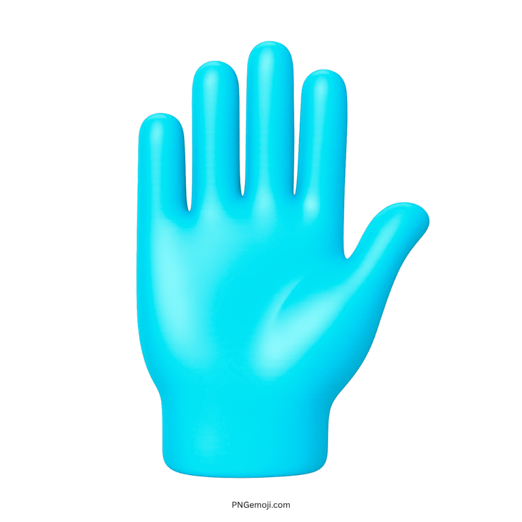  3D light blue raised hand emoji with fingers spread