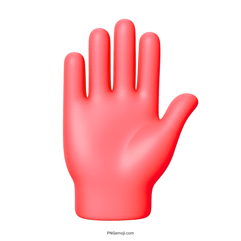 3D red raised hand emoji with fingers spread