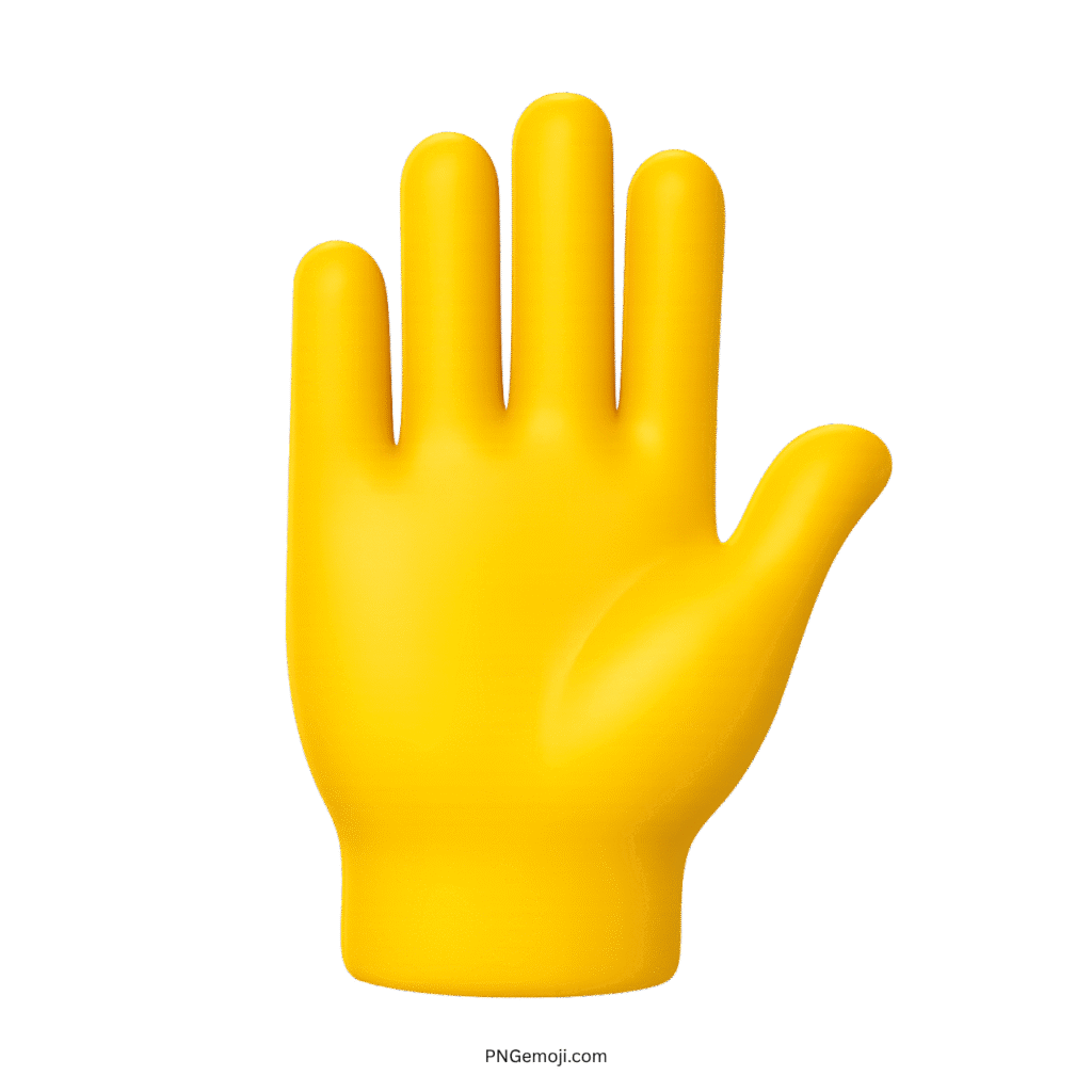 3D yellow raised hand emoji with fingers spread