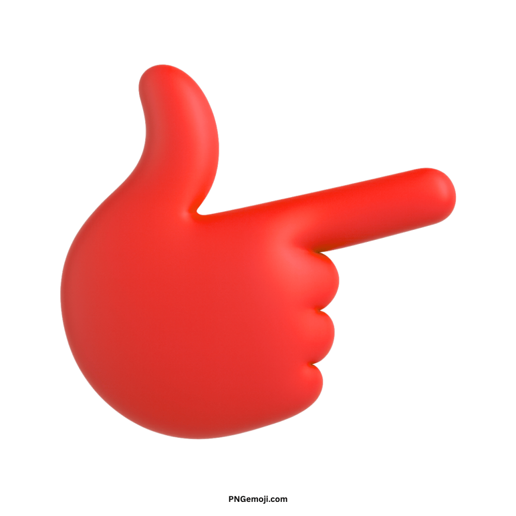 Red 3D pointing hand emoji showing right direction for emphasis, guidance, and digital navigation.