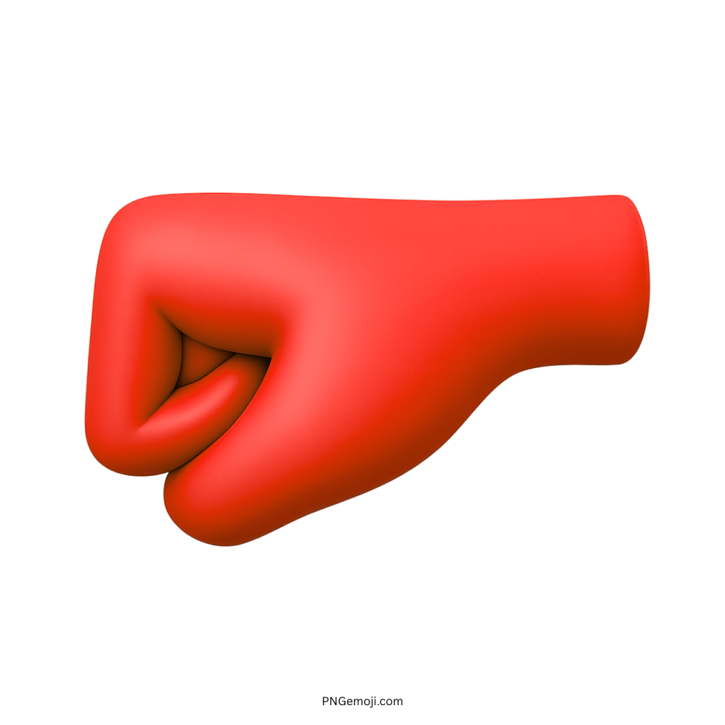 Red left fist hand emoji symbolizing power, strength, determination, unity, and bold solidarity