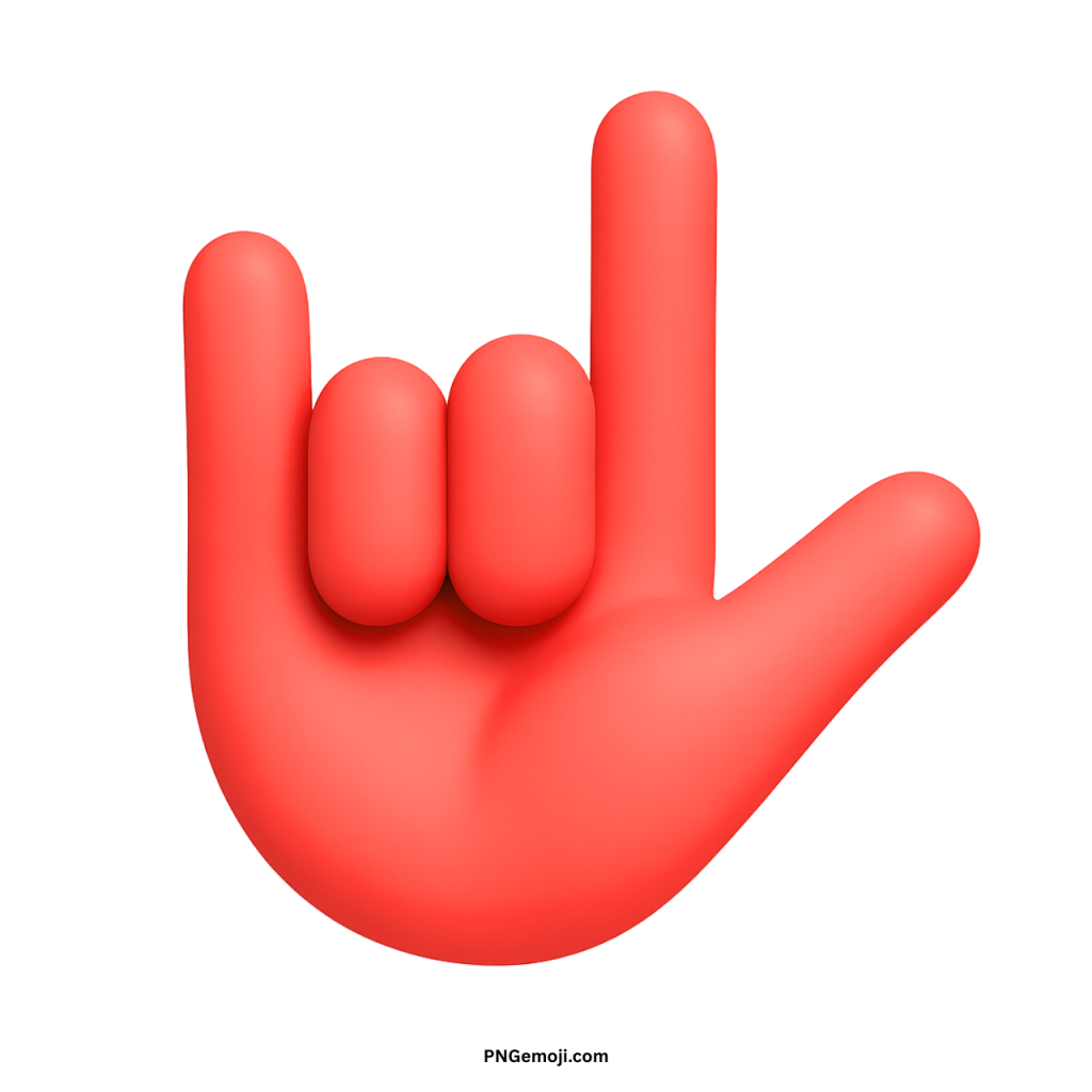 Red love-you gesture emoji hand sign expressing affection, care, and positive digital emotions
