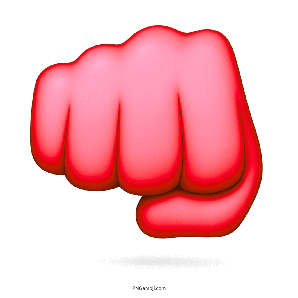 Red mukka hand emoji fist symbol representing strength, courage, unity, power, and bold digital expression.