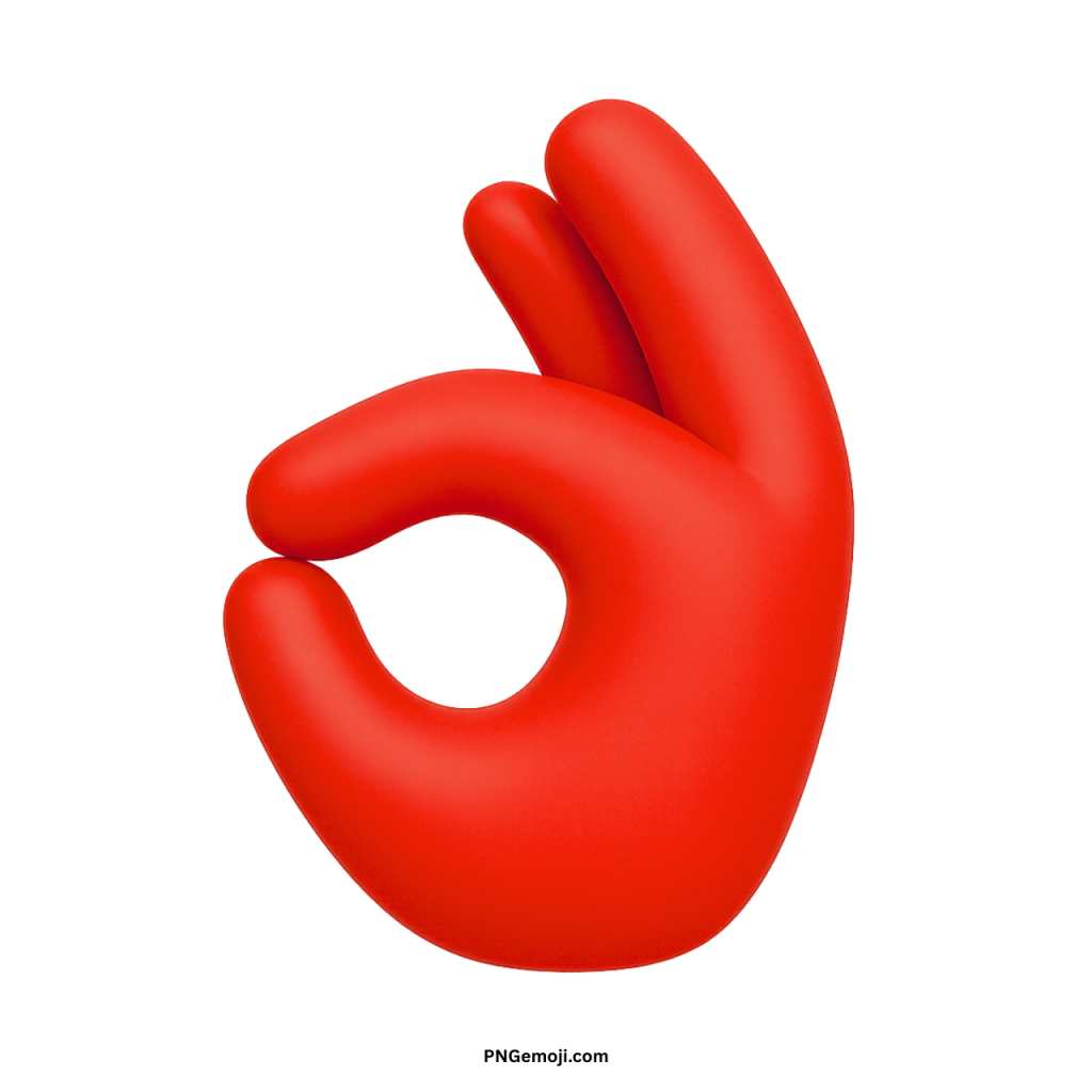 3D red OK hand gesture emoji symbolizing approval, agreement, or positivity