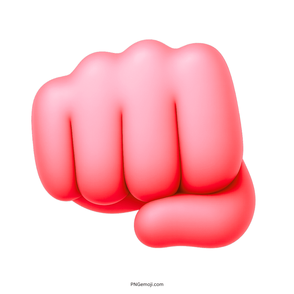 Red oncoming fist emoji in 3D design showing strength, power, determination, and unity