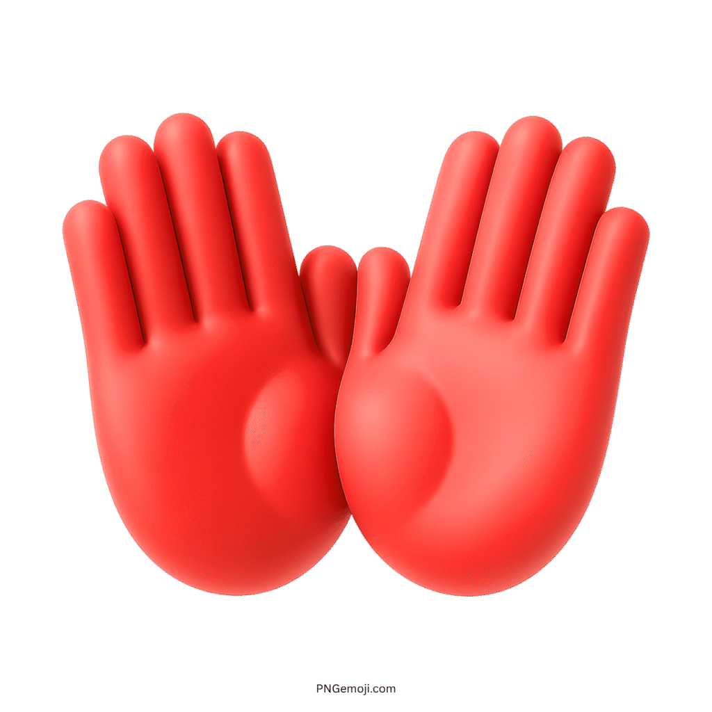Red open hands emoji showing friendly gesture of care, support and welcome