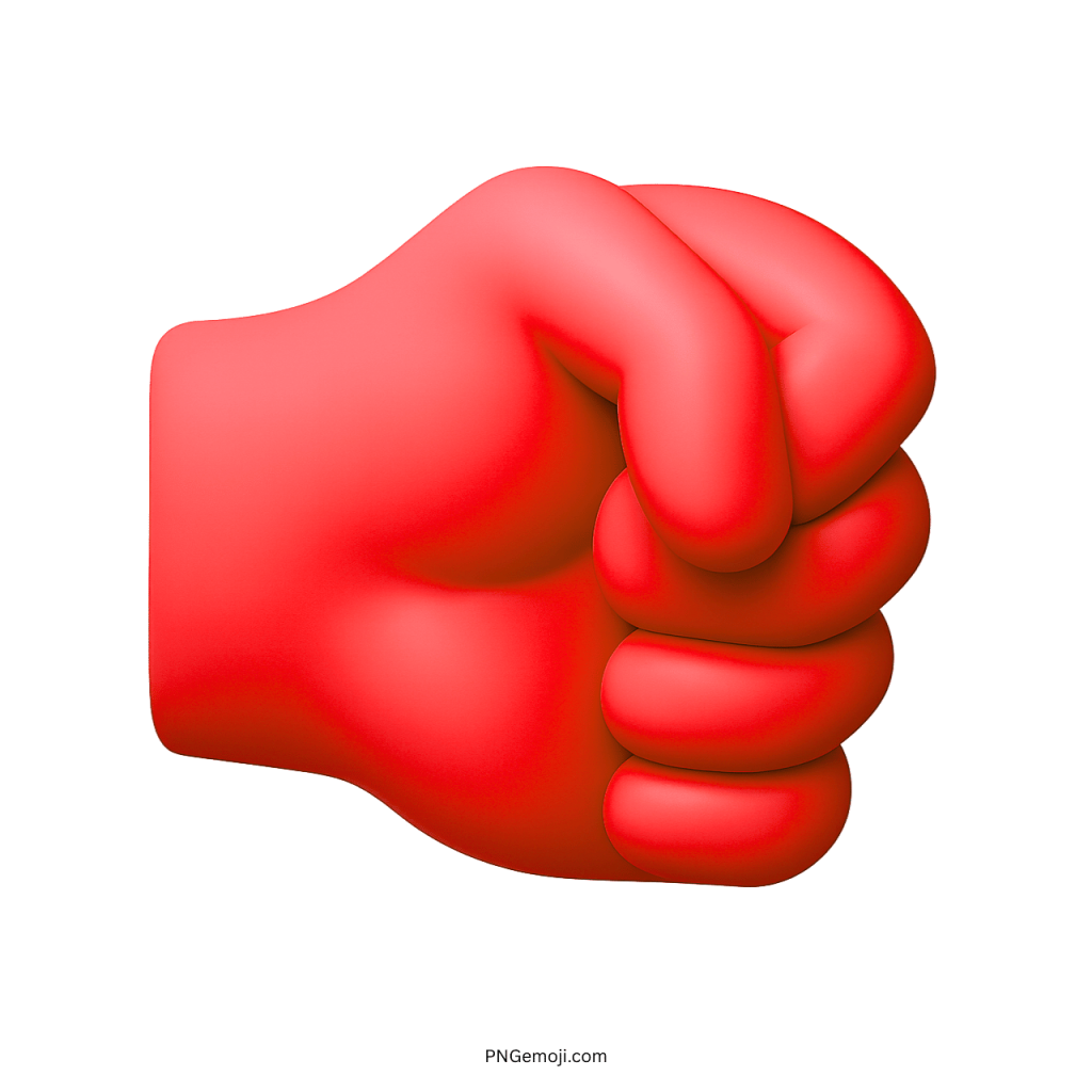 Red right fist emoji hand gesture symbol representing strength, power, unity, courage, and determination