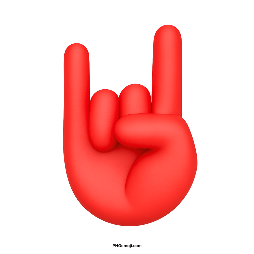Red sign of the horns emoji hand gesture symbol for rock music and celebration