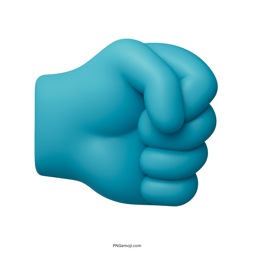 Blue right fist emoji hand gesture symbol representing strength, unity, and determination