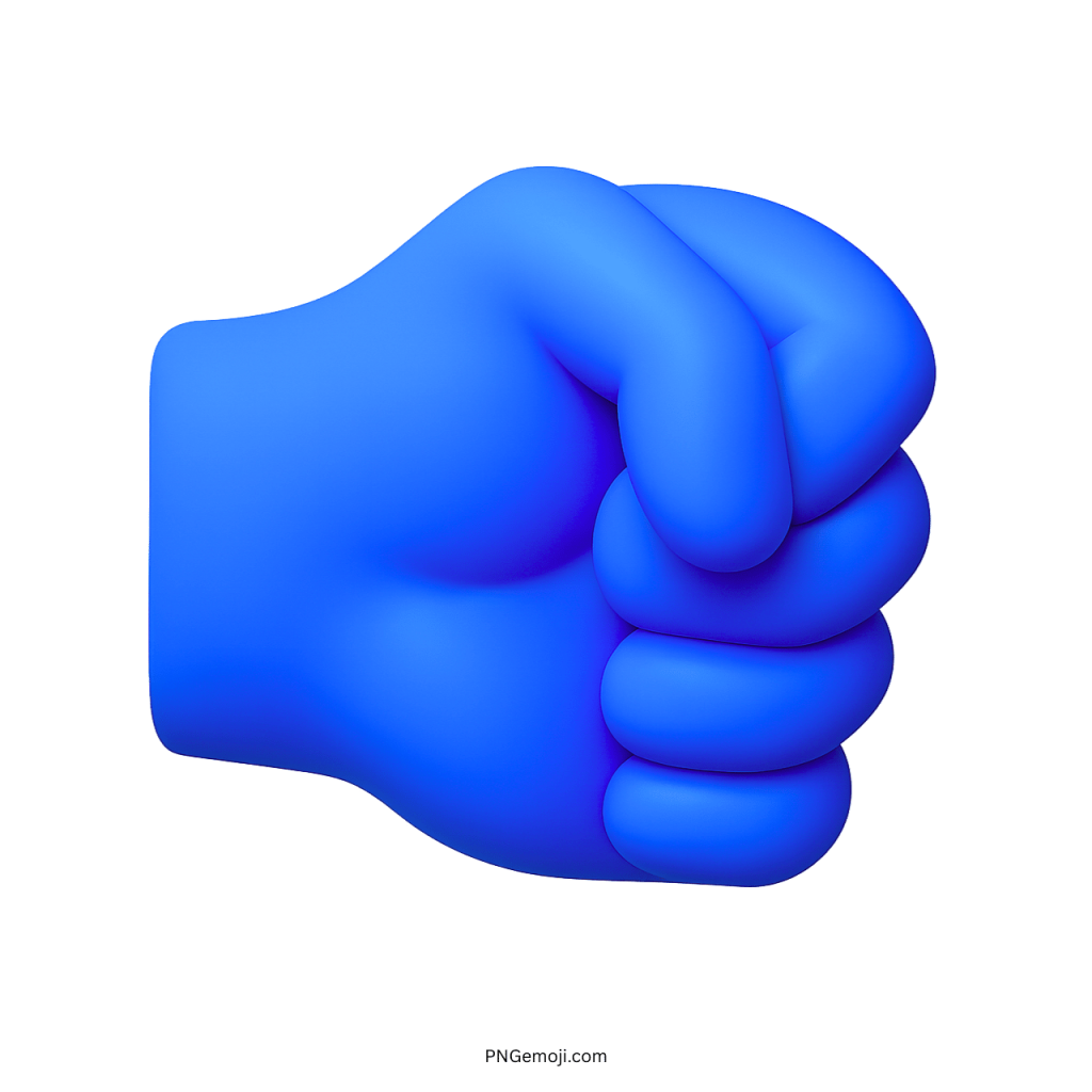 Blue right fist emoji hand gesture symbol representing strength, power, unity, and determination