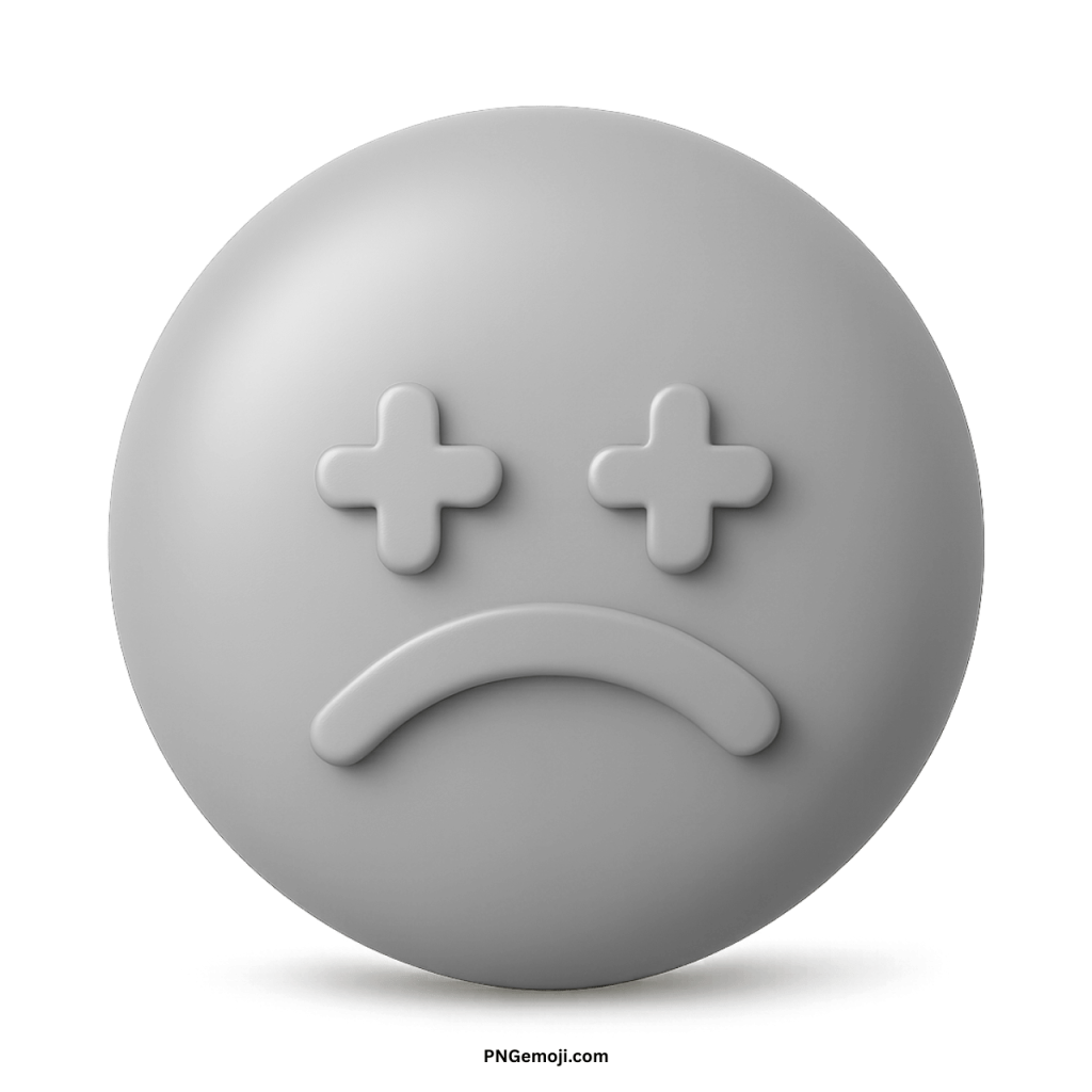 Sad lonely emoji with gray face showing sorrow, frown, and emotional emptiness
