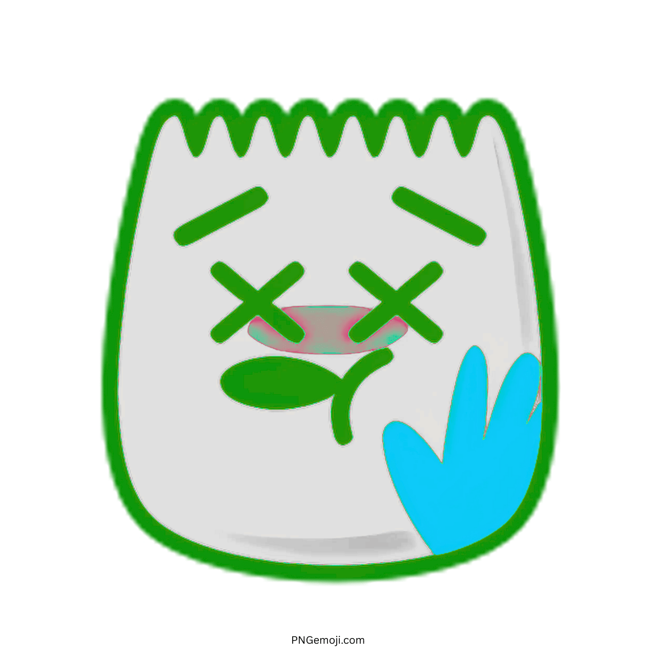 Animated Slap TikTok emoji with green outline and playful expression