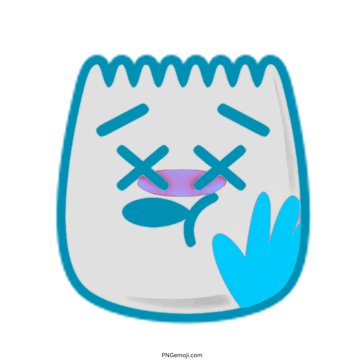 Slap TikTok emoji with blue outline and playful expression, PNG with transparent background.
