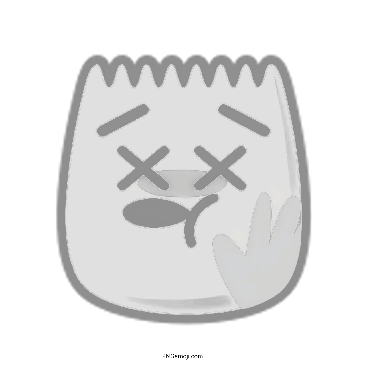 Slap TikTok emoji with gray outline and crossed-eye expression, PNG with transparent background.