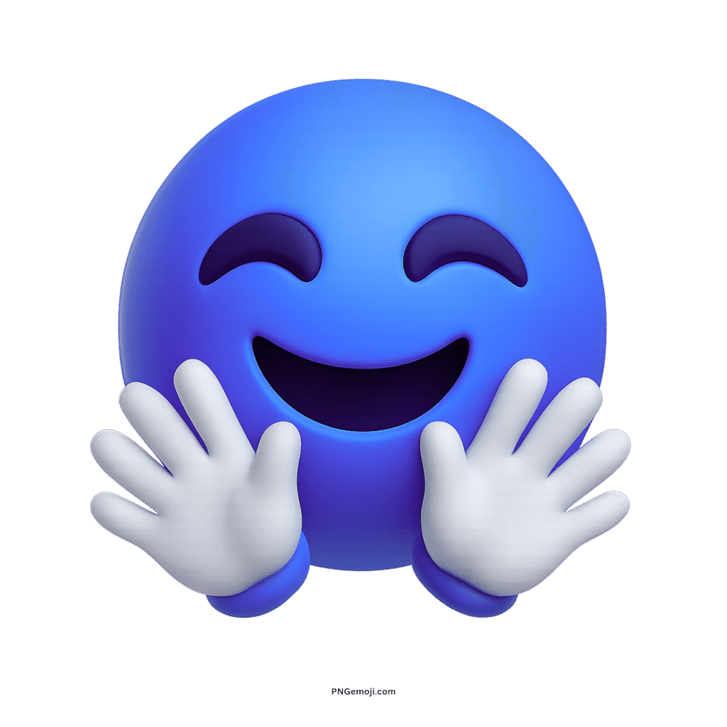 3D smiling face with open hands emoji expressing happiness, friendliness, and warm hugs