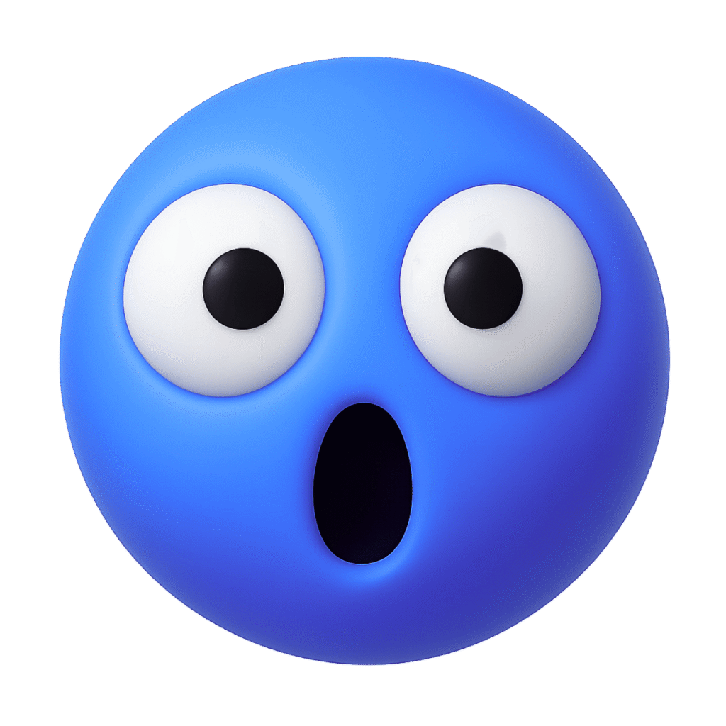 Surprised TikTok emoji blue face with big eyes and open mouth expression