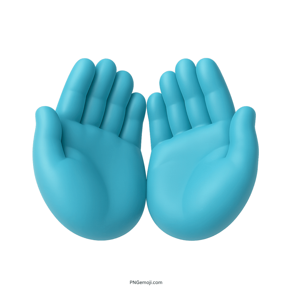 Teal open hands emoji 3D Wu Tang style cupped icon