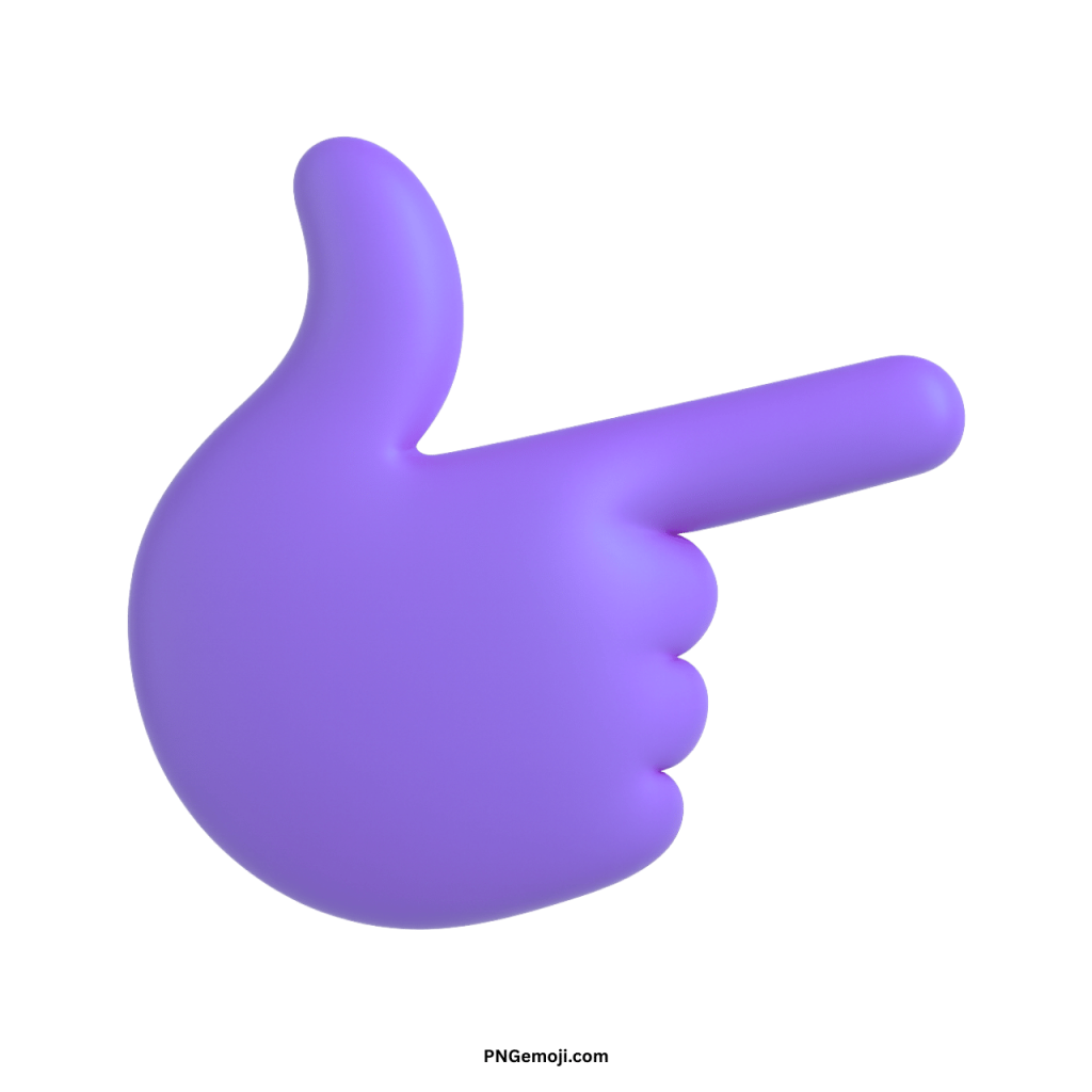 3D blue thinking hand emoji pointing right direction digital icon transparent background PNG