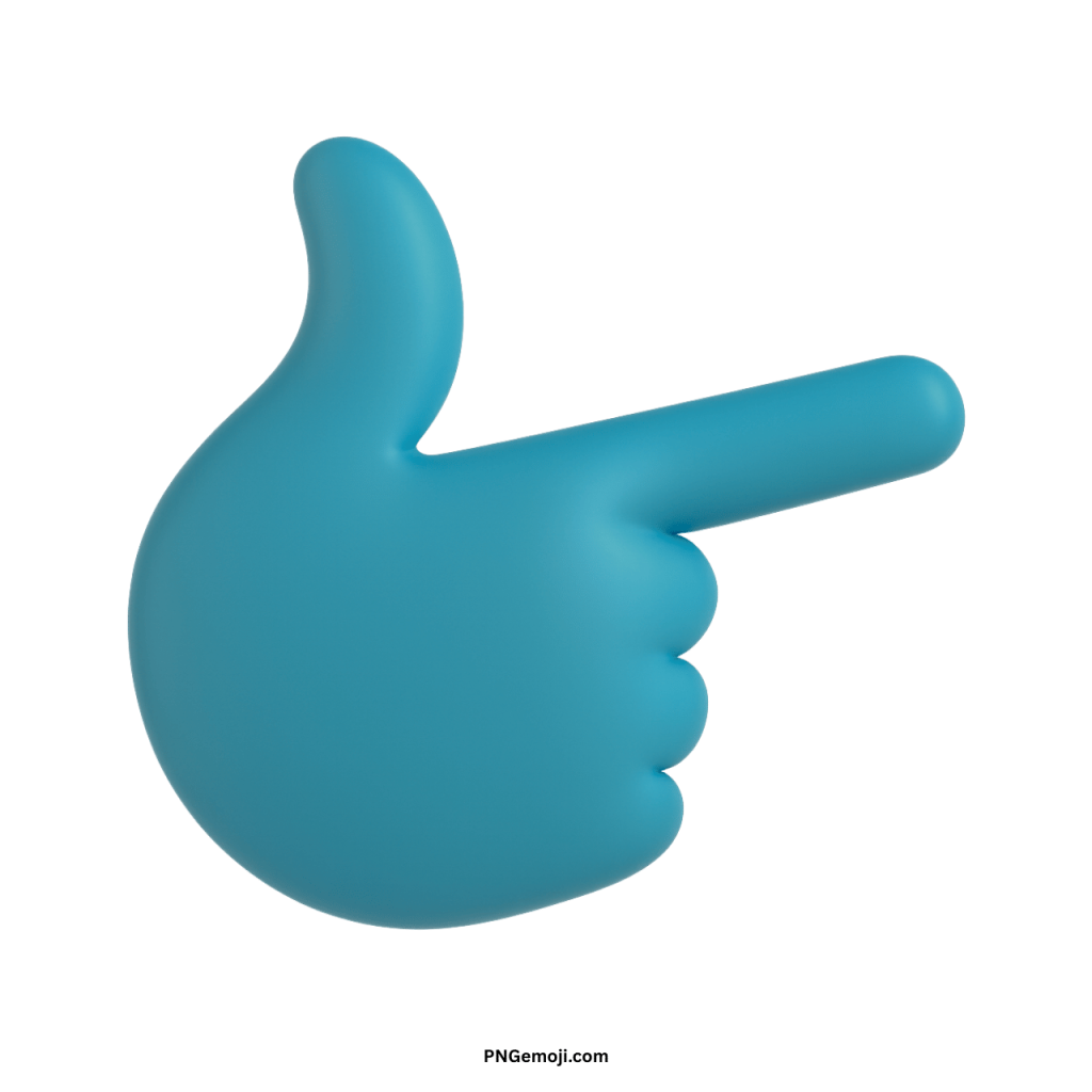 3D cyan blue thinking hand emoji pointing right digital icon transparent background PNG