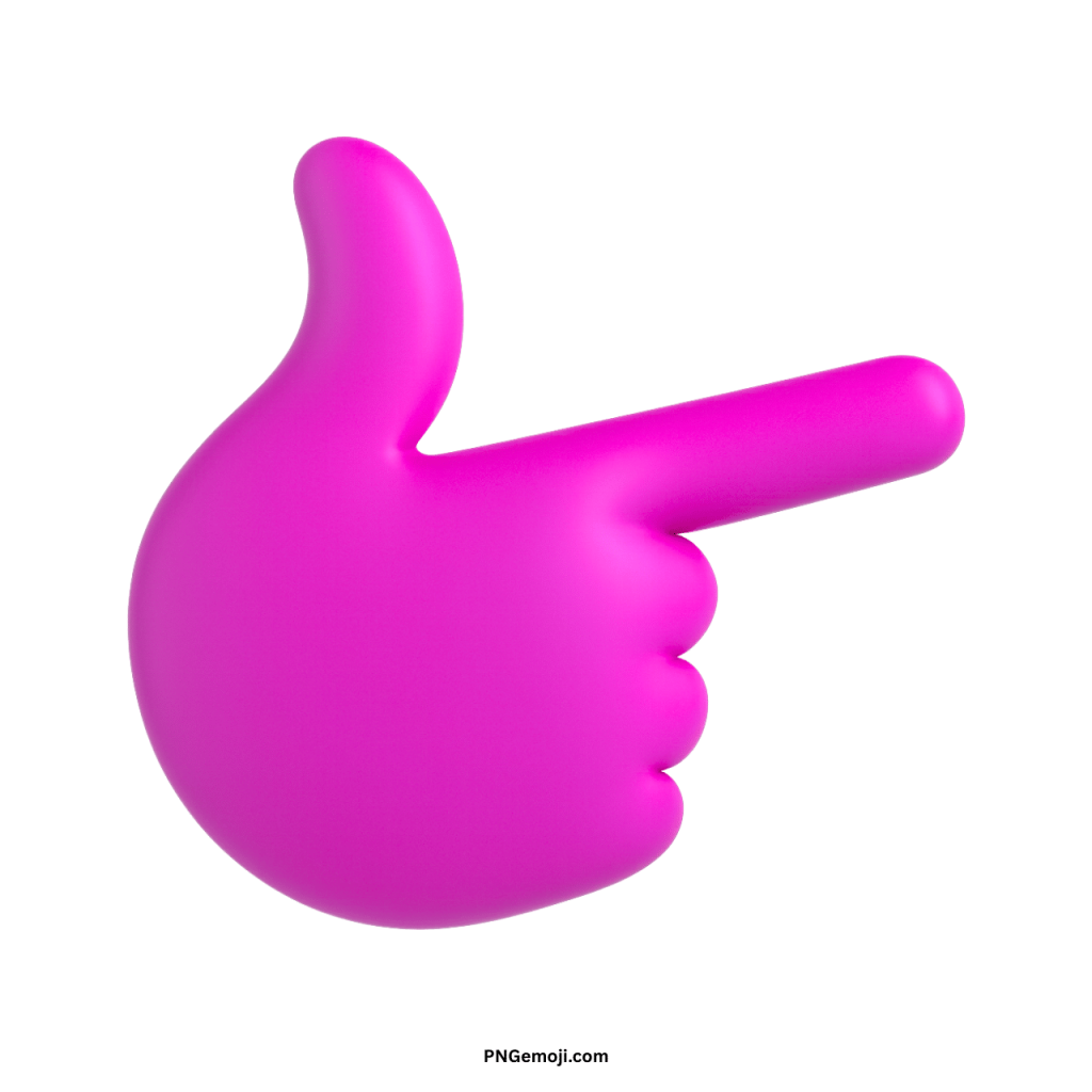 3D purple thinking hand emoji pointing right direction icon transparent background PNG