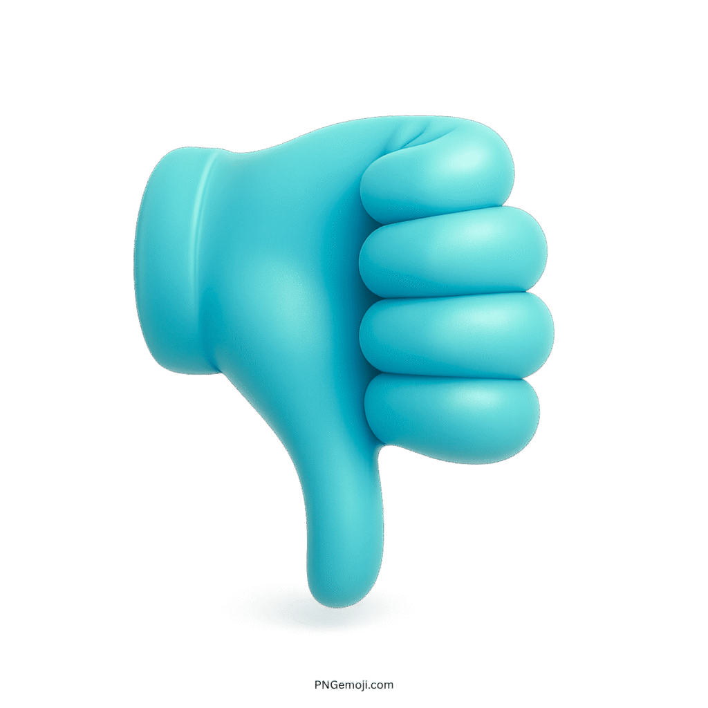  Thumbs down emoji with a blue hand making a downward gesture for disapproval.