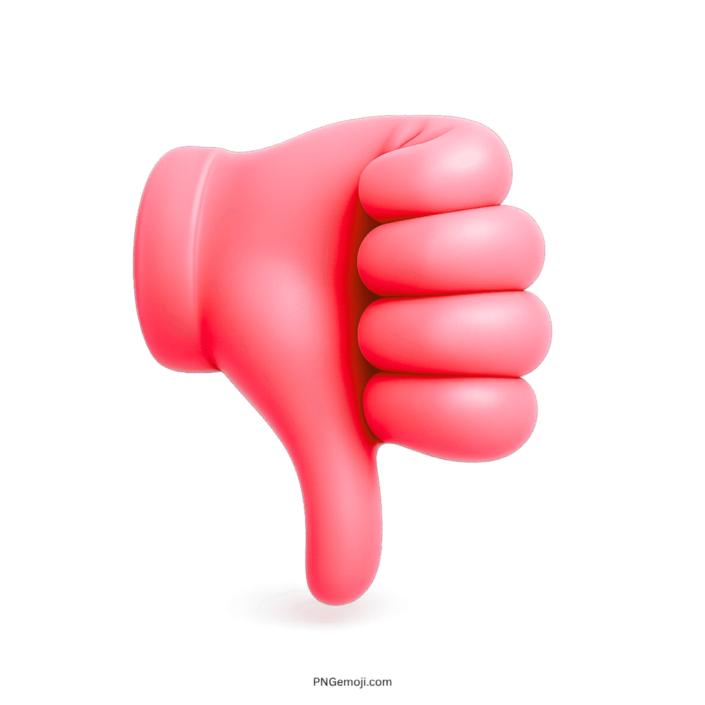 Pink 3D thumbs down emoji showing disapproval