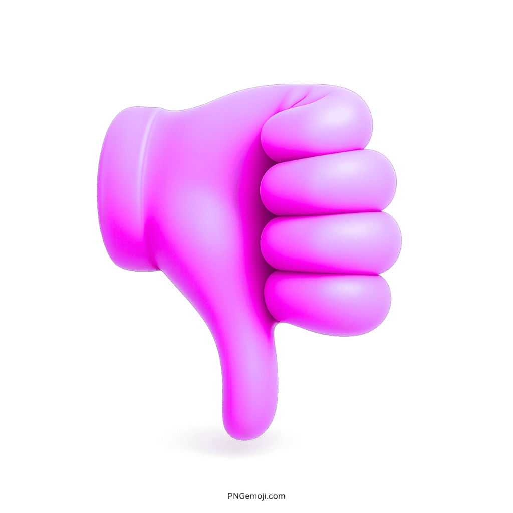 Pink-purple 3D thumbs down emoji expressing disapproval