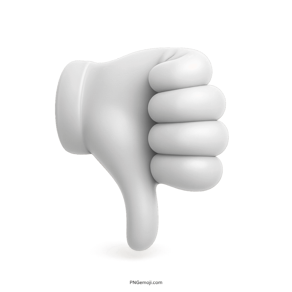 White 3D thumbs down emoji symbolizing disapproval