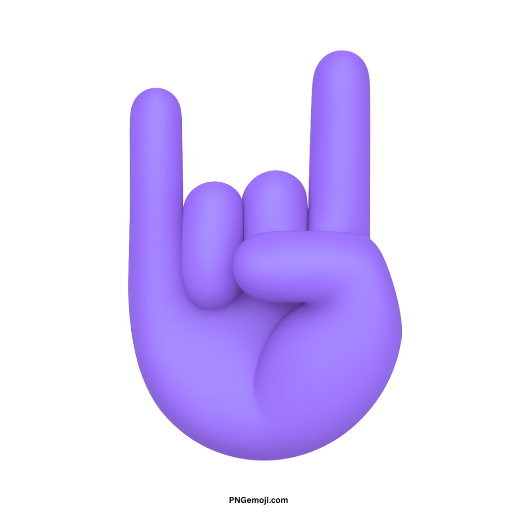 Violet sign of the horns emoji rock hand gesture symbol showing excitement and celebration