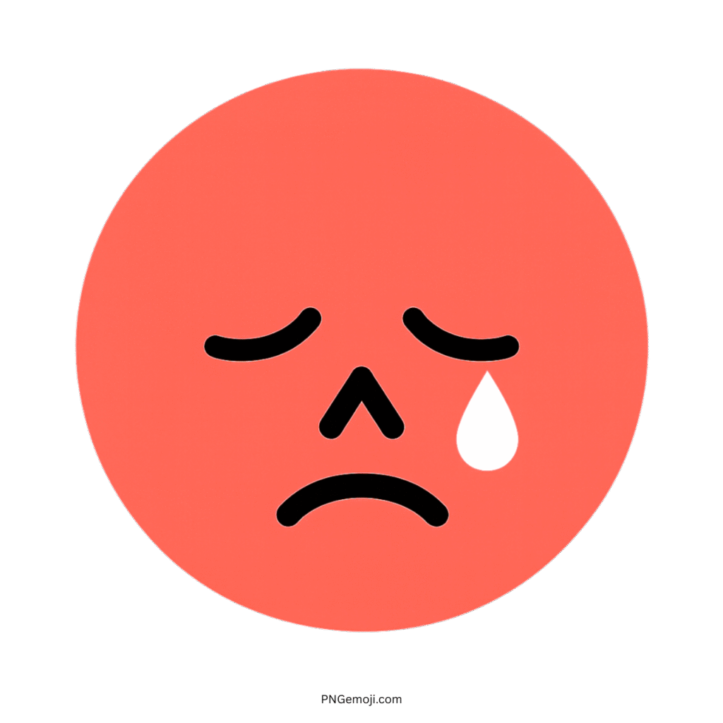  Red weeping emoji with a tear drop, expressing sadness.