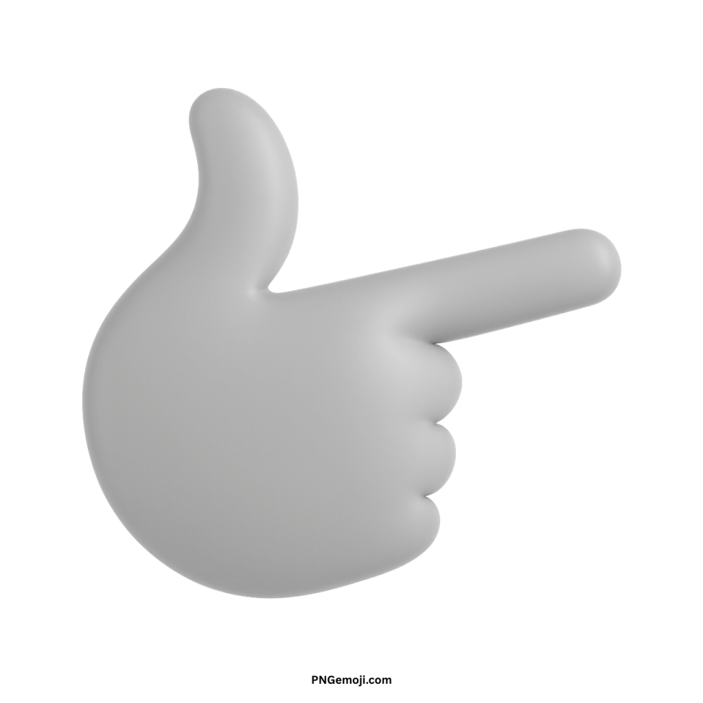 White 3D pointing hand emoji showing right direction for emphasis and digital navigation.