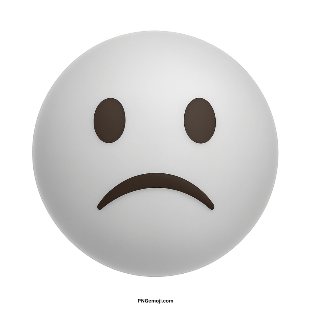 White confused sad face emoji with downward mouth showing negative unhappy emotion
