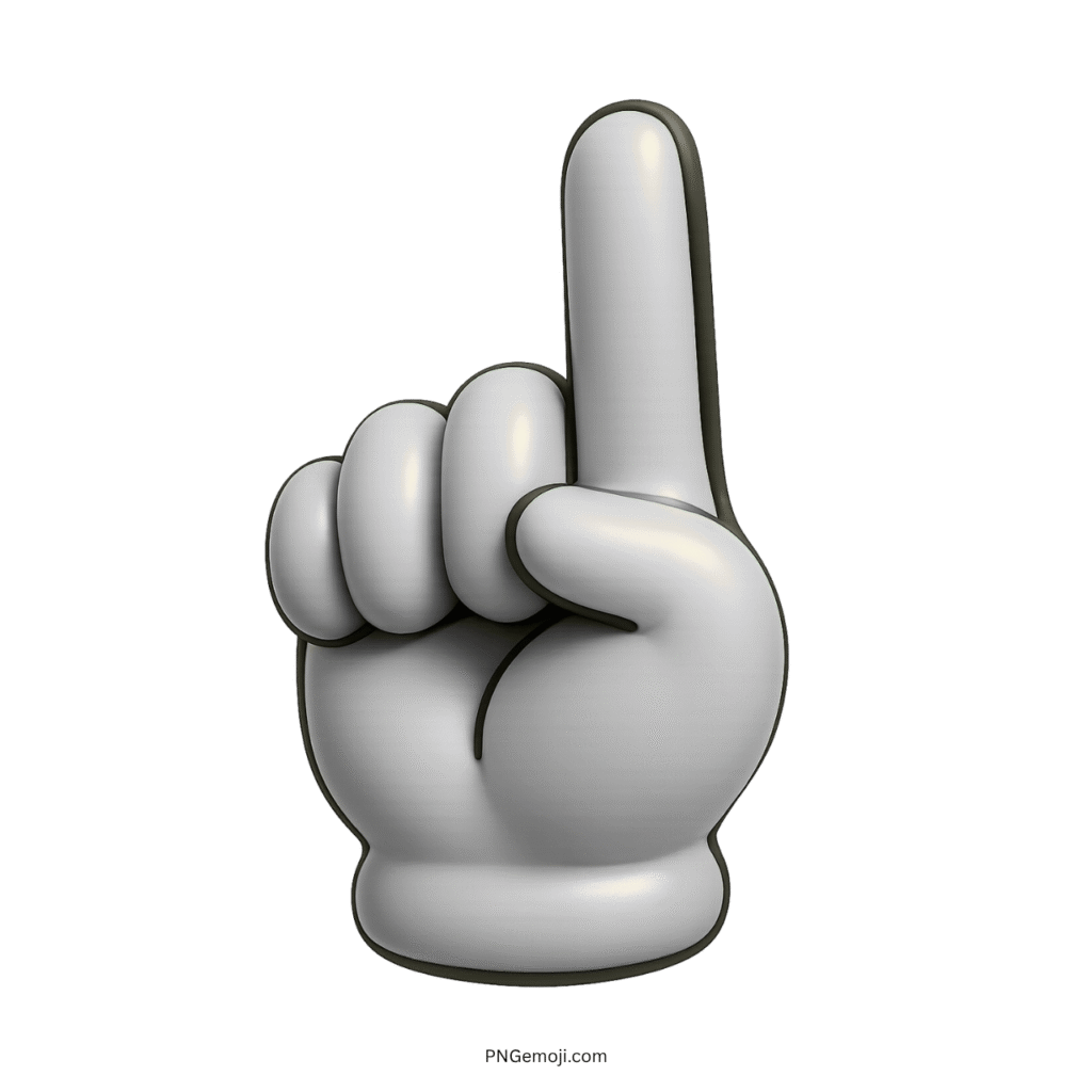  White emoji with an index finger pointing upwards in 3D style.